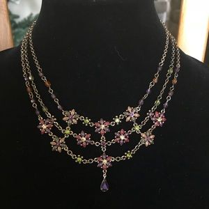 Vintage style Necklace Multi Strand multi color